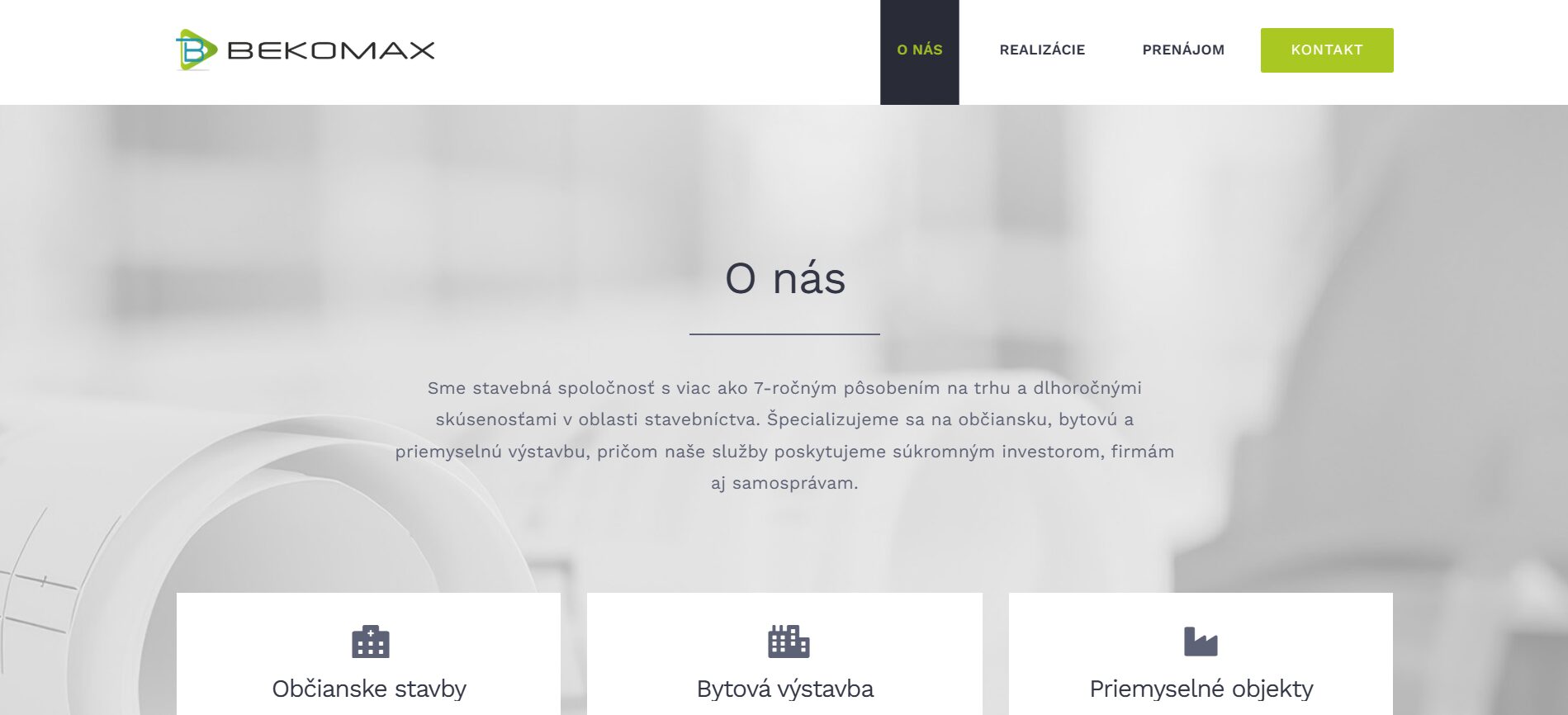 Homepage Bekomax - section "About us"