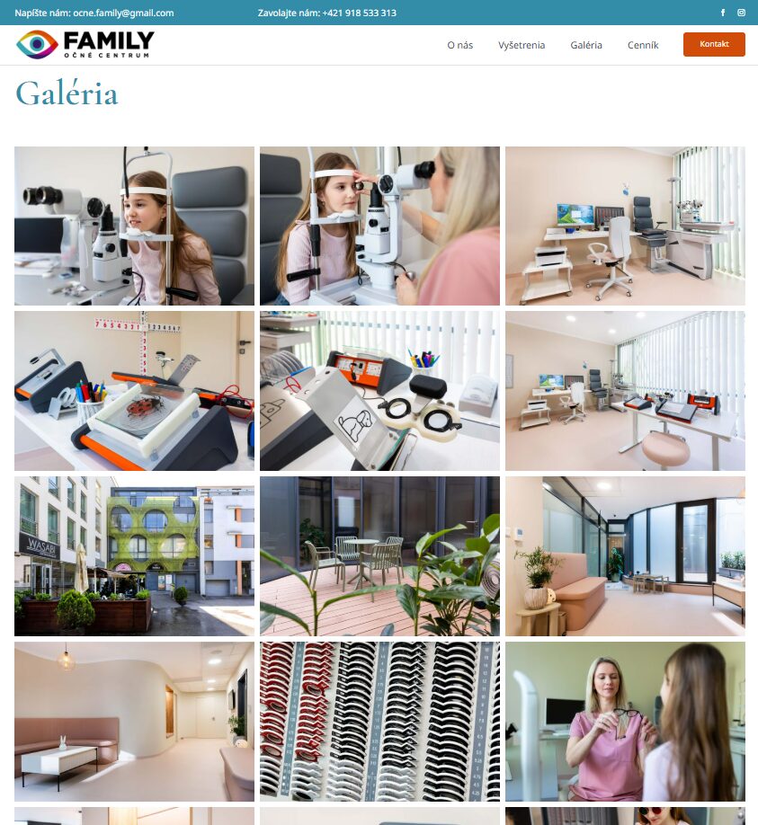 Web design Očné centrum Family
