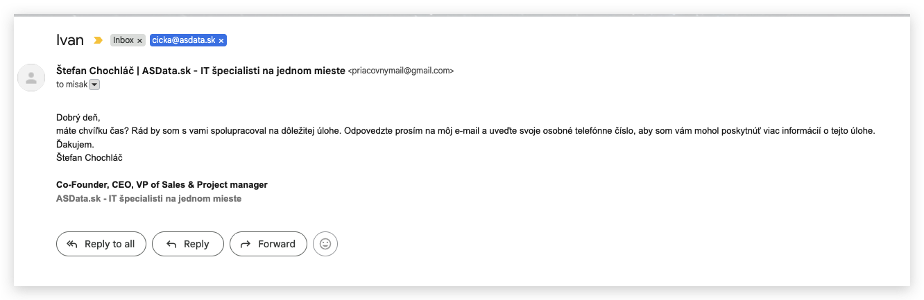 Example of a fraudulent email Example of a fraudulent email in ASData