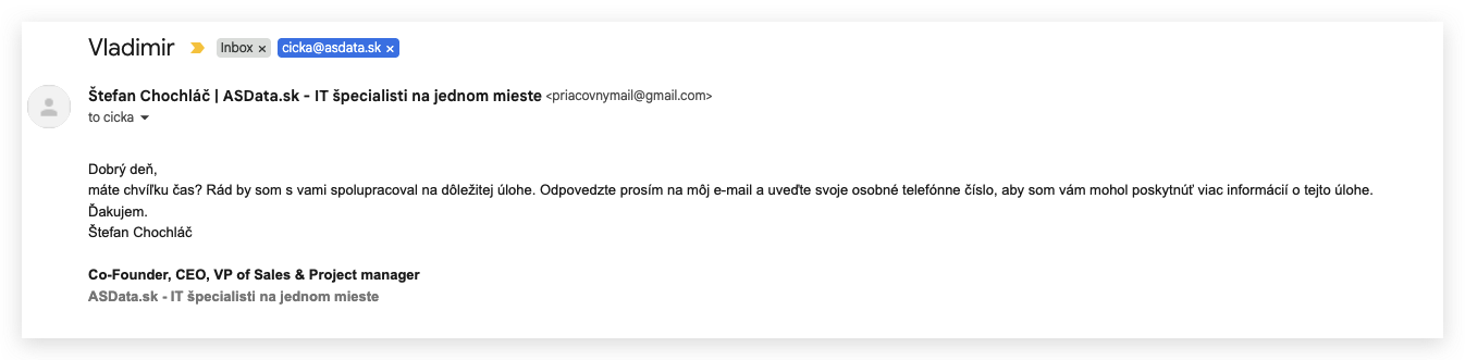 Example of a fraudulent email Example of a fraudulent email in ASData